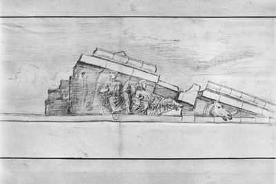 Studie van het fries van het westelijke fronton van het Parthenon door Jacques Carrey